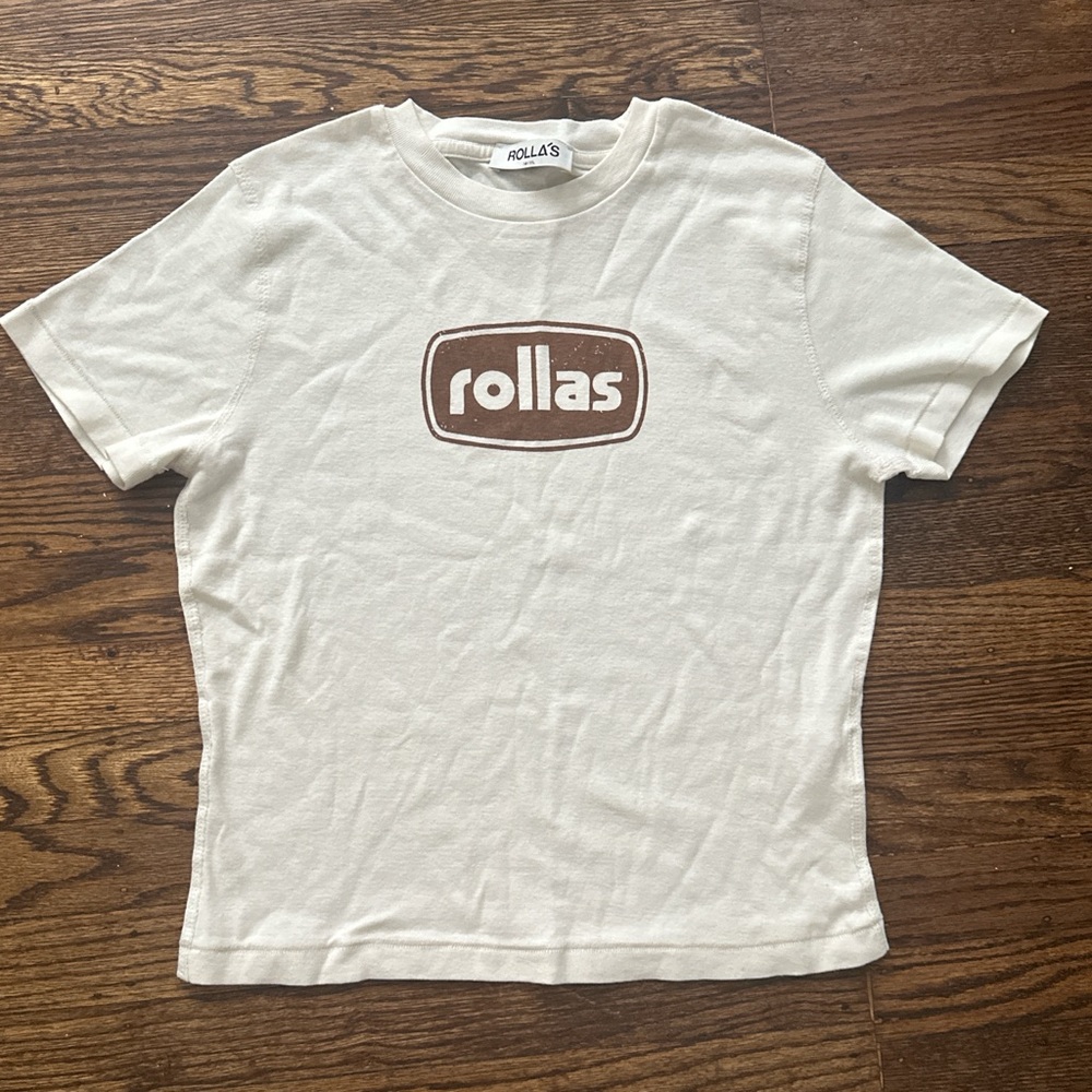 ROLLA'S White and Brown Short Sleeve Baby Tee